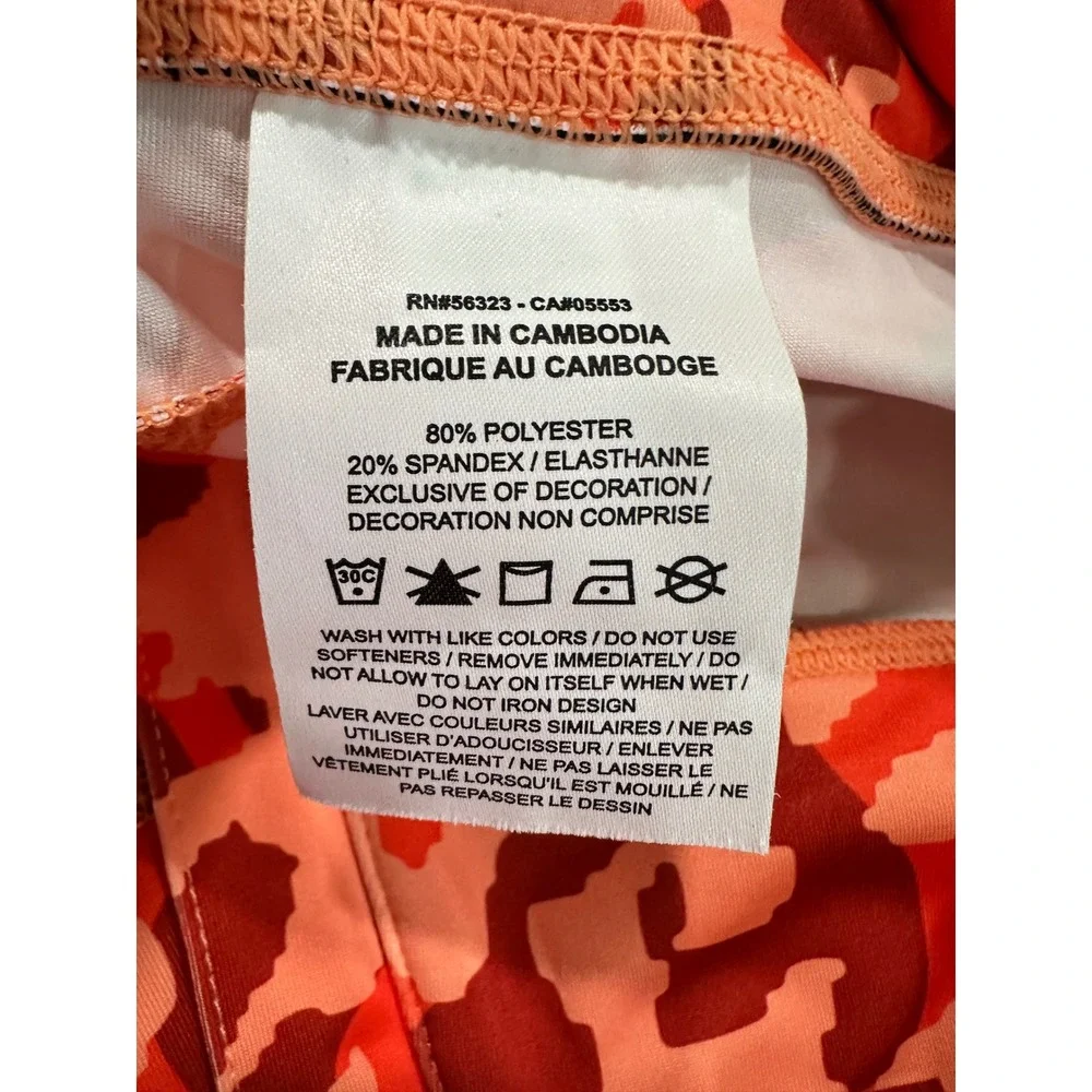Nike Icon Clash Dri-FIT Womens Red Orange Camo‎ Crop Leggings Zip Front Medium